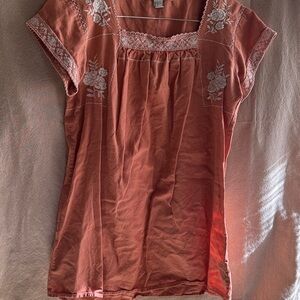Forever 21 Rust Embroidered Blouse